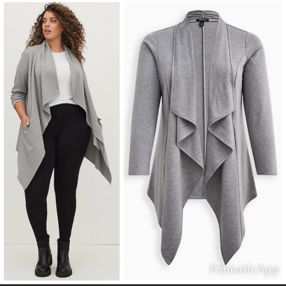 Torrid Drape Kimono - Brushed Ponte Charcoal 4X